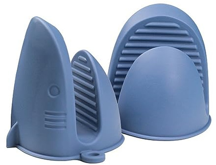 Silicone Oven Mitts Heat Resistant, Silicone Potholders for Kitchen, Air Fryer,Baking, Mini Rubber Oven Glove (Blue)