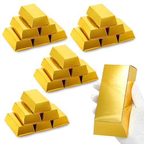 24 Stücke Goldbarren Süßigkeiten Boxen, Geschenkbox, Süßigkeiten Schachtel, Gastgeschenkboxen, Für Party, Hochzeit, 14 × 8 × 4 cm