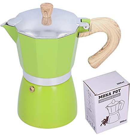lvifloae Percolateur à café italien en alliage d'aluminium, design robuste, surface de cuisinière à café, cafetière électrique, cuisinière à gaz, cappuccino latte, camping, ménage, 300ML (Green)