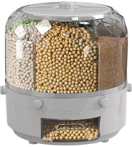Food Dispenser - Airtight Food Storage Containers | Cereal Dispenser | Rotating Grain Storage Container Grain Container Storage Kitchen Storage Rice Storage Container Kitchen