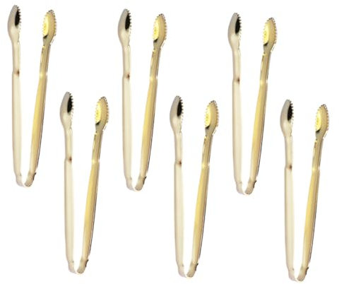 Amosfun 6pièces Pinces à Sucre Mini Acier Inoxydable Plaqué or Lot De Pinces De Service Pour Sucre Et Glaçons Fournitures Pour Thé Café