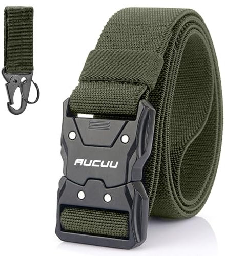 Aucuu Schnellverschluss Taktischer Gürtel, Arbeitsgürtel Herren mit Schnellspanner Metallschnalle, Militär Wandern Arbeitgürtel, Gürtel Nylon Canvas Belt, Herren Belt für Outdoor, Arbeit, Militär