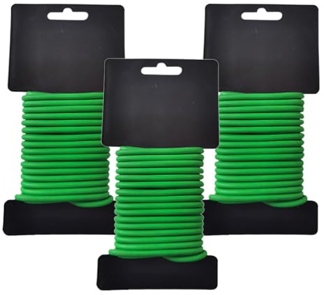Kellegour 3 Pcs 3mm x 10m Pflanzendraht Grün,Gartendraht Kunststoffummantelt,Garten Bindedraht,Weiche Pflanzendrehbinder-Drähte,zum Sichern und Stützen von Tomaten,Blumen,Pflanzen