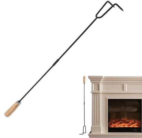 Feuer-Poker für Feuerstelle im Freien, Feuer-Poker,Long Fire Poker Stick - Kamin-Schürhaken, 84,8 cm langer Lagerfeuer-Schürhaken mit Holzgriff für Camping