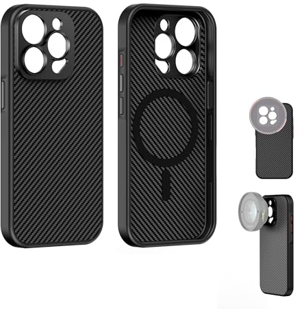 FREEWELL Pro Filmmaker Case for iPhone 15 Pro MAX - Magnetic Filter & 17mm Lens Mount Negro | Filtro magnético y soporte de lente de 17 mm negro