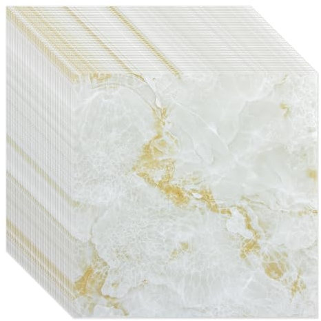 ZOFUN 40 piastrelle autoadesive per pavimenti, 30 x 30 cm, colore giallo chiaro, impermeabili, in vinile PVC, per bagno, cucina, soggiorno, ufficio