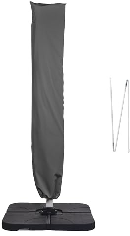 Paramondo Patio Umbrella Cover for 9ft to 13ft Offset Cantilever Umbrella, Outdoor Parasol Covers with Zipper and Push Rod, Waterproof and UV Resistant, Gray