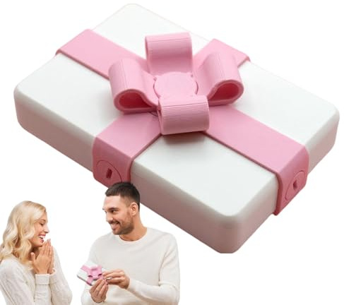 Schwer zu öffnende Geschenkbox – 3D-bedruckte Geschenkbox für Paare, rosa und weiße Geschenkschachtel mit Schleife, ausgefallene Geschenkbox für Schmuck, Schokolade, Valentinstagsschleife