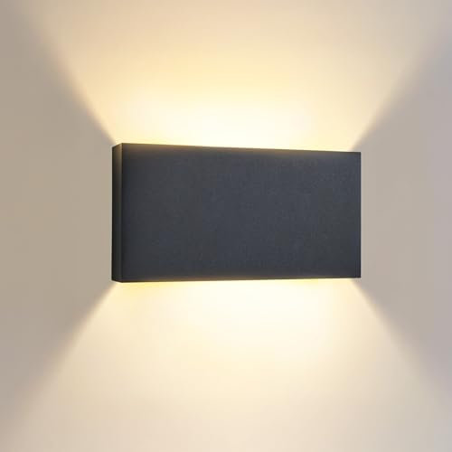 EBION Led Wall Light,Up and Down Indoor Outdoor Wall Lights IP54 Waterproof,6W 3000K/4000K/6000K Outside Aluminum Exterior Wall Lamps for Living Room,Bathroom,Porch,Garden,Patio,Black