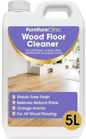 Wood Floor Cleaner - 5 Litres - Ready To Use & Quick Drying - Infused With Orange Aroma - For All Types of Wooden Floors