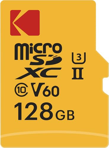 Kodak - Tarjeta MicroSD de 128 GB UHS-II U3 V60 de Alta Velocidad 300 MB/s de Lectura, 160 MB/s de Escritura - Vídeo 4K/8K - Ideal para fotografía y videografía - Adaptador SD Incluido