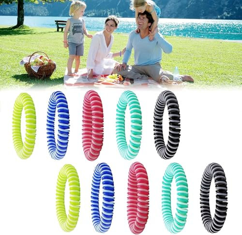 Repelentes de Mosquitos, Pulseras Antimosquitos,Bandas Repelentes de Insectos y Fallos, 100% Naturales, Ajustables para Bebés y Adultos,10 Piezas