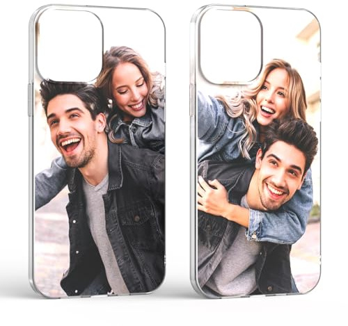 CHABDA 2 stück Personalisierte Handyhüllen mit Bild Foto Text für iPhone 16 15 14 13 12 11 Pro/Max/Mini XR X Xs Max 7 8 SE20/22 Selbst gestalten für Custom TPU hülle zum selbst gestalten