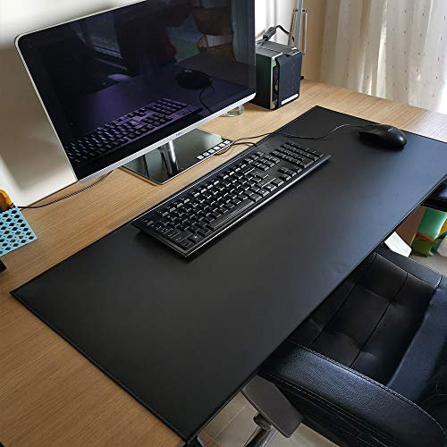 Luxus-Schreibtischunterlage aus Leder mit Kantenschutz – 90 x 40 cm schwarz – ideal für Computertastatur, PC, Laptop – weiche Oberfläche mit Kantenverriegelung – Büro- und Gaming-Zubehör