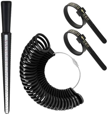Ensemble de 4 Pièces Baguier Professionnel - Outil de Mesure de Taille de Doigt pour Bagues - Guide des Tailles EU, US, UK - Mesure Doigt Précise pour Bijoutiers et Particuliers
