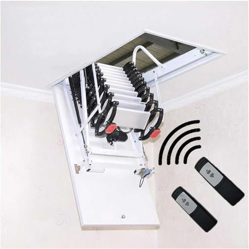 Generico Scala Telescopica a Soffitto Elettrica Scala Pieghevole a Scomparsa per Soffitta Interna con Telecomando Scale a Soppalco per Soffitta a Soffitto Retrattile Pieghevole,70x90cm,High 300cm
