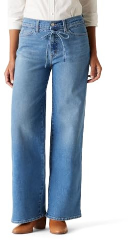 Levi Strauss Signature Gold Women's Heritage Belted Wide Leg Jeans Mid-Rise Stretch Denim (Also Available in Plus), (New) Faded Days, 18 Plus
