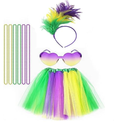 Mardi Gras Tutu Rock Stirnbandbrille Halskette Set Für Partys Carnivals Mardi Gras Festliche Feierlichkeiten