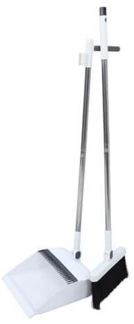 FOMIYES 180grado Escoba y Recogedor Plegable Blanco Escoba Para Pisos Herramientas De Limpieza De Cocina Oficina y Hogar Mango Desmontable De Acero Inoxidable