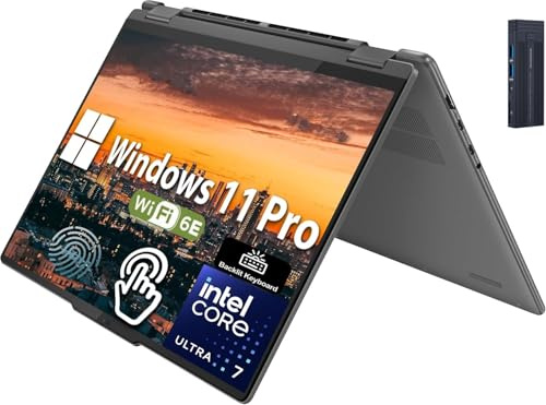 Lenovo Yoga 7i 2-in-1 16 IPS 2K Touchscreen Laptop, Intel 12-Core Ultra 7 155U, 16GB RAM 2TB SSD, Wi-Fi 6E, Bluetooth, Backlit Keyboard, Fingerprint Reader, Webcam, Windows 11 Pro, Storm Grey