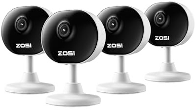 ZOSI 2 Way Audio WiFi Indoor Camera,1080P 2MP Home Security Baby Monitor/Pet Camera with App, Day and Night Video, Human/Motion Detection, Alexa enabled, 4x CCTV Dome Camera