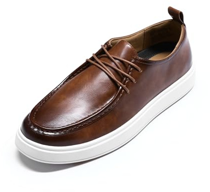 Allthemen Läderskor Herr Casual Formella Derby Oxford Snörning Bekväma Sportskor, Brun, 40 EU