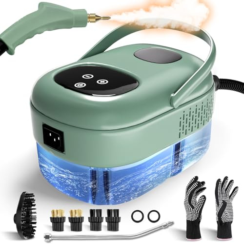 Steam Cleaner Handheld, Pressurized Steamer for Cleaning, Multi-Purpose Steam Cleaner for Home, 1.1L Water Tank, Car Steamer, Portable Handheld Steamer for Kitchen, Furniture, Bathroom-Green