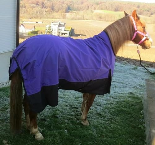 Pferdedecke Winterdecke 1200D, 200g Highneck 125, 135, 145, 155 & 165 cm Outdoordecke (Violett, 145 cm)