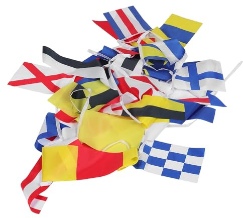 Anneome Ensemble de 40 Pavillons du Code Nautique en Tissu Résistant aux Intempéries, Drapeaux à Thème Marin Multicolores pour Signalisation Bateau, pour Yachts, Navires Commerciaux