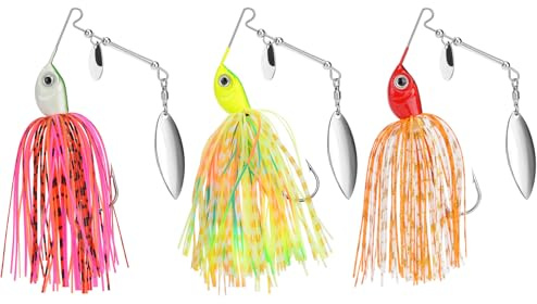 3 Stück Angelköder Multi Tail Spinnerbait,Fishing Accessories,Spinner Bait Kunstköder für Barsch Hecht Zander,Angelgeschenke für Männer
