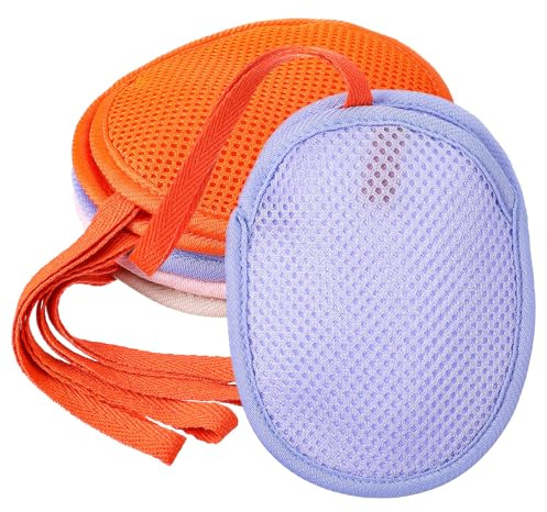 Sorcristy 4 PCS Mesh Soap Bag, Colorful Soaps Sack Exfoliating Net Mesh Hanging Bar Soap Pouch Soft Soaps Loofah Bags for Women Men Bath Shower (5.3 × 4.3 inches)