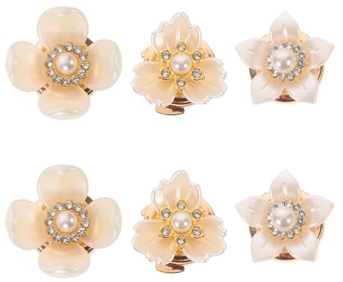 LRXIYODE 3 Par Exklusiva Blomknappsskydd med och Fejkpärlor för Kvinnor Avtagbara Manschettknappar i Blommönster Eleganta Skjortknappar för Bröllop Fest och Vardagsbruk