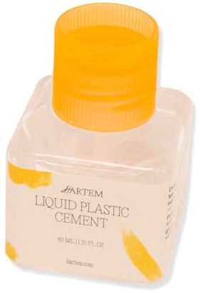 Hartem - Cemento Líquido para Plástico 40 ml, Pegamento para Modelismo con Aplicador de Pincel, Adhesivo para Estireno de Alta Precisión, Bote de Pegamento por Acción Capilar Compacto