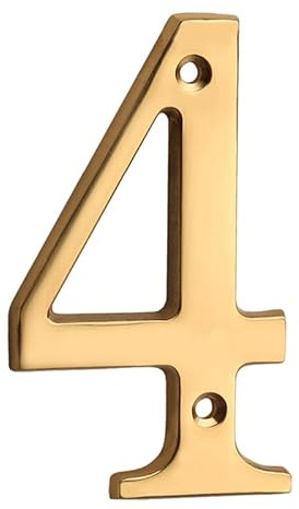 Numero Civico Esterno 1 pz 4 101mm Numero civico in metallo e lettera in ottone massiccio porta appartamento Cassetta postale Indirizzo cartello esterno #0-9(Number 4)