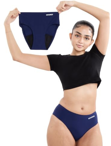 WUKA Teen Stretch Midi Brief Period Pants Heavy Flow Navy Size S-L
