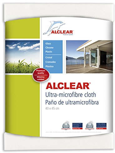 ALCLEAR 950001 Microfaser Fenstertuch - ideal als Scheibentuch zum Putzen von Auto, Haushalt, Fenster & Chrom - 40x45 cm, Weiss
