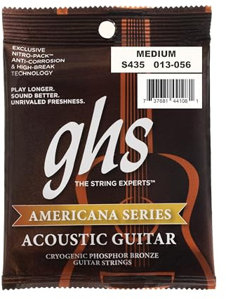 GHS Americana Series - S435 - Acoustic Guitar String Set, Phosphor Bronze, Light, .013-.056