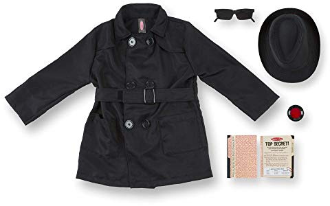 Melissa & Doug- Ensemble de Jeu de Rôles Costume d'Espion et d'Agent Secret, 18518, Noir, Taille Unique