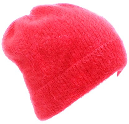 BeFur Unisex einfärbige Wintermütze Beanie Cap Fellmütze Pelzmütze Feinstrick Baskenmütze
