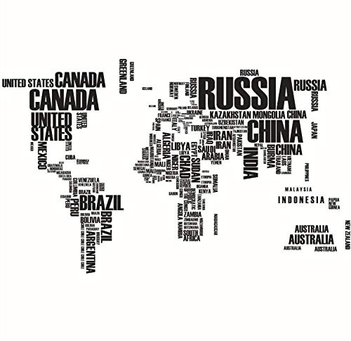 HALLOBO® XXL Wandtattoo Weltkarte World Map Wandaufkleber Wandsticker Wohnzimmer Büro Kinderzimmer Kinder Baby Schlafzimmer