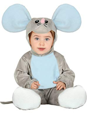 FIESTAS GUIRCA | Mäuschen Baby Kostüm - Overall, Schwanz, Mütze und Füße - Tierkostüme für Babys Unisex - Ideal für Halloween, Karneval und Kostümpartys - Grau