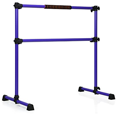 GYMAX Ballet Barre, Portable Pilates Barre Freestanding with Double Dance Bar Stable Construction, for Dancing Stretching Ballet (Purple)