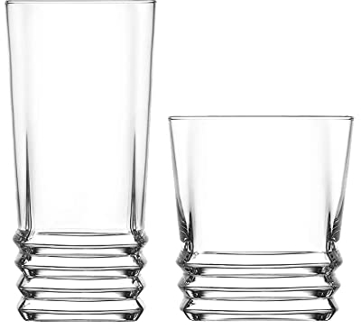 LAV Elegan conjunto de vasos de cóctel y Highball vasos de jugo, agua, whisky - Conjunto de 12