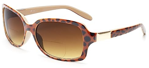 JM Klassisch Bifokal Lesebrille Platz Stylish Gradient Sonnenbrillen Leser für Damen +2.0 Schildkröte