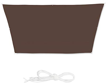 Relaxdays, braun Sonnensegel Trapez, wasserabweisend, UV-beständig, Spannseile, Terrasse, Balkon, Pool, Maße 3x4x2x2 m, 3 x 4 x 2 x 2 m, 10026361_988