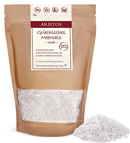 Grobes Meersalz 950 g Salz aus Griechenland für Salzmühle, Nudelwasser, Reis, Salzbraten uvm | ARISTOS