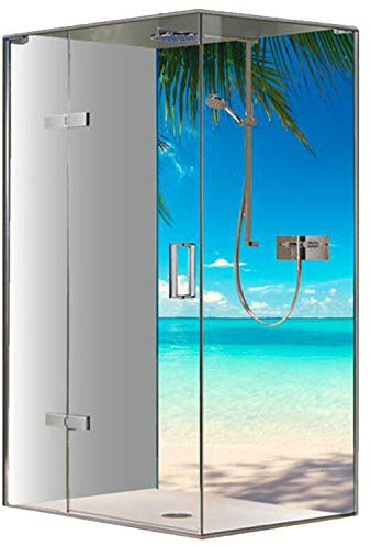 Original FLYERANDPRINT - SHOWER-PLATE, Alu-Dipond, OHNE FUGEN, Fliesenersatz, Duschrückwand, Wunschmaß, Dusche, Bad, Wandverkleidung, Wandverkleidung, DS-17-09 (Einzelplatte, 100 x 200 cm)