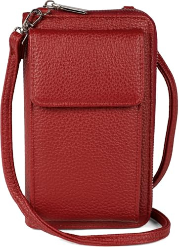 styleBREAKER Damen Mini Umhängetasche Handyfach RFID | 19x11x5,5 cm Crossbody-Bag, 8 Steckplätze für Bankkarten, 3 große Fächer, Münz-Zipper, 71-128 cm Gurt, für 6,5 Zoll.
