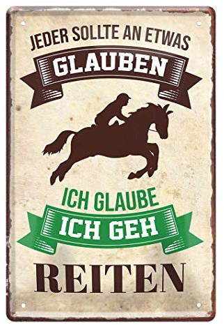Blechschild Ich geh reiten - Metallschild mit witzigen Spruch für Reiterinnen und Reiter - Retro Deko Schild Reitstube Reiterstube Reiterhof - Geschenk Pferdesport Dressurreiten Springreiten - 20x30cm