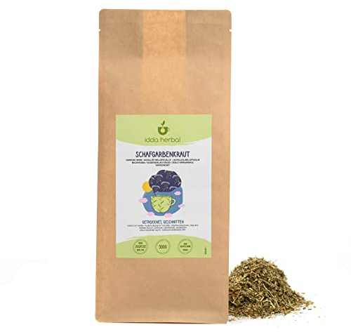 IDDA Herbal Schafgarbe Tee 500g, Schafgarbenkraut getrocknet und geschnitten, Schafgarbentee
